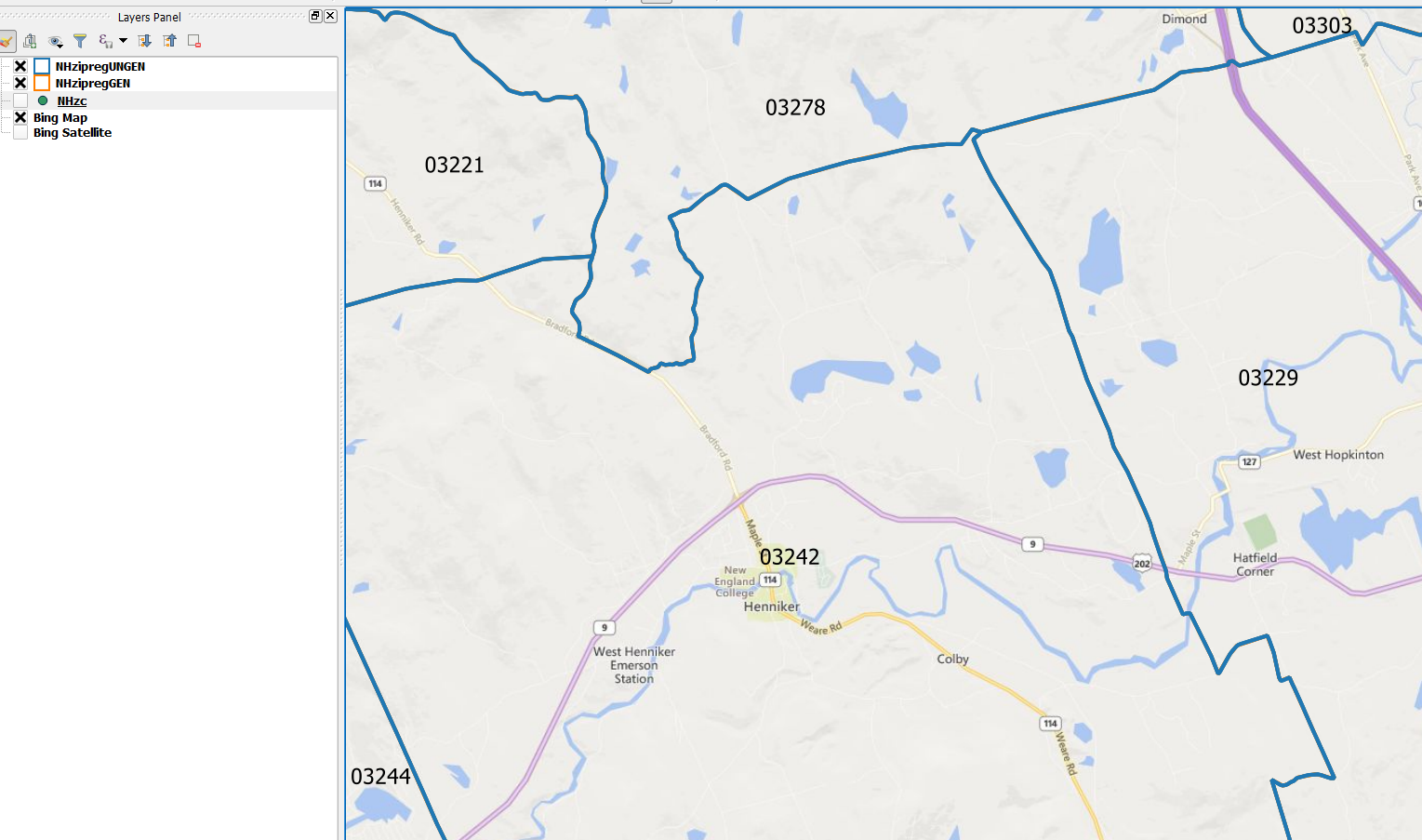 Ungeneralized and Generalized ZIP Codes at 'normal' zoom level